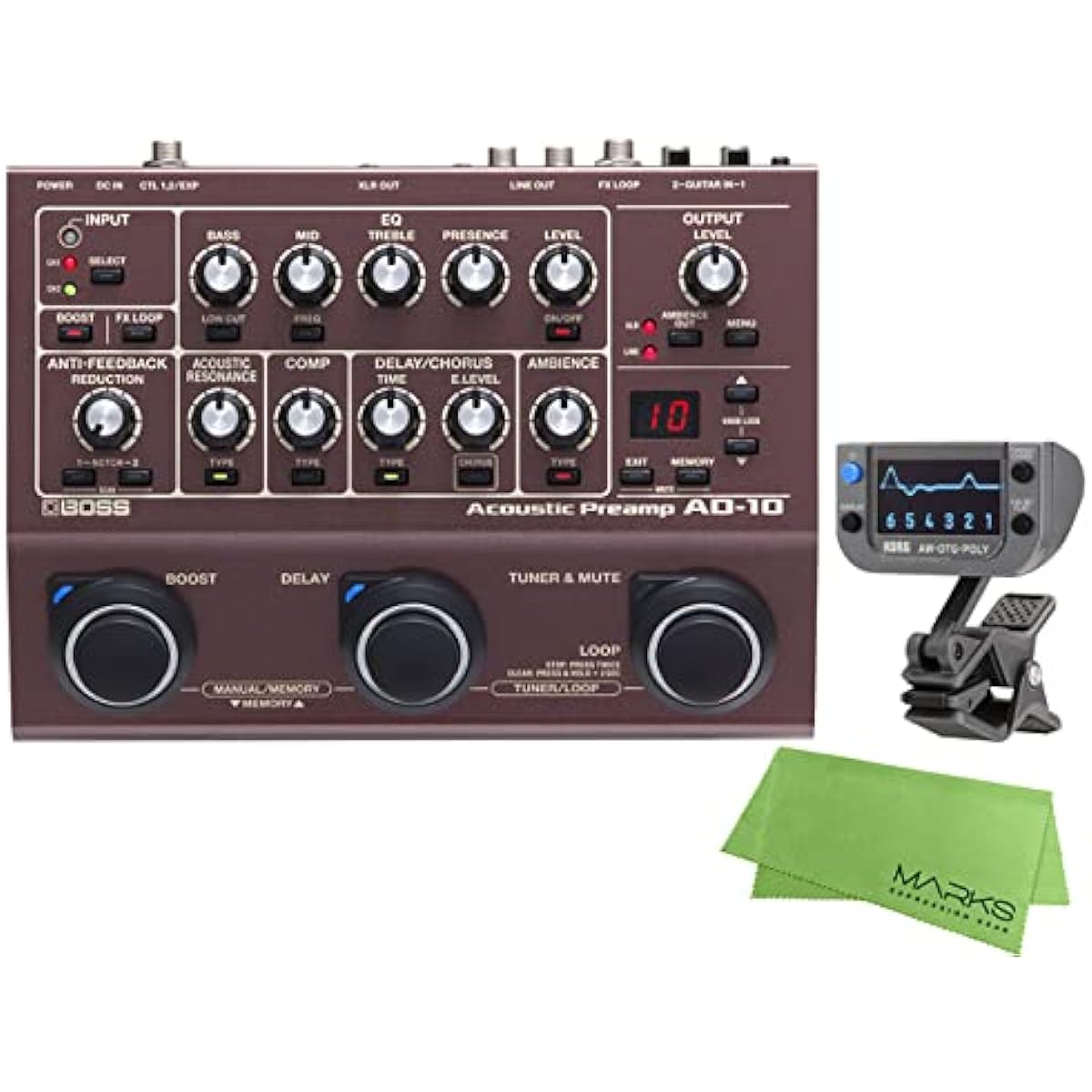 BOSS - Acoustic Preamp AD-10 + KORG AW-OTG-POLY + Marks Original Cloth Set