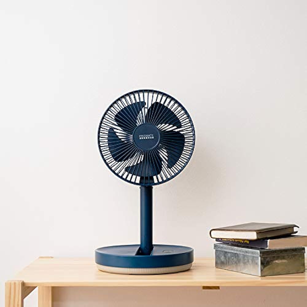 PRISMATE Folding Cordless Living Fan with Swing Function (NV (Navy)