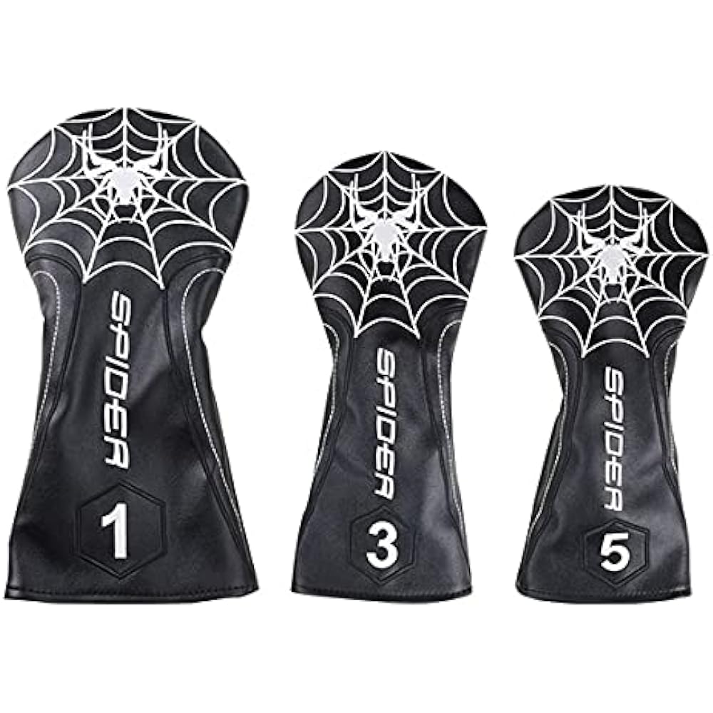 Golf Head Cover Driver Cover Wood Cover Utility UT Cover Numbered 3 Piece Set Spider 4 Colors