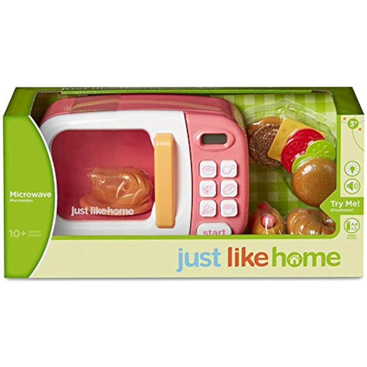 Just Like Home Microwave with Play Food Pink