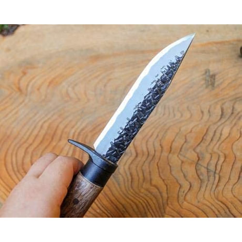 Akinosaku Tosa Forged Keiryu Sword 115 Double-Edged Tosa Original White Steel Wood Sheath Oil Stain Leather Band Included Black Flange Handle: Oak Oil Stain Wood Sheath Oil Stain Leather Band Included sorok-001 Toyokuni Sheath Knife Forged Outdoor Campin