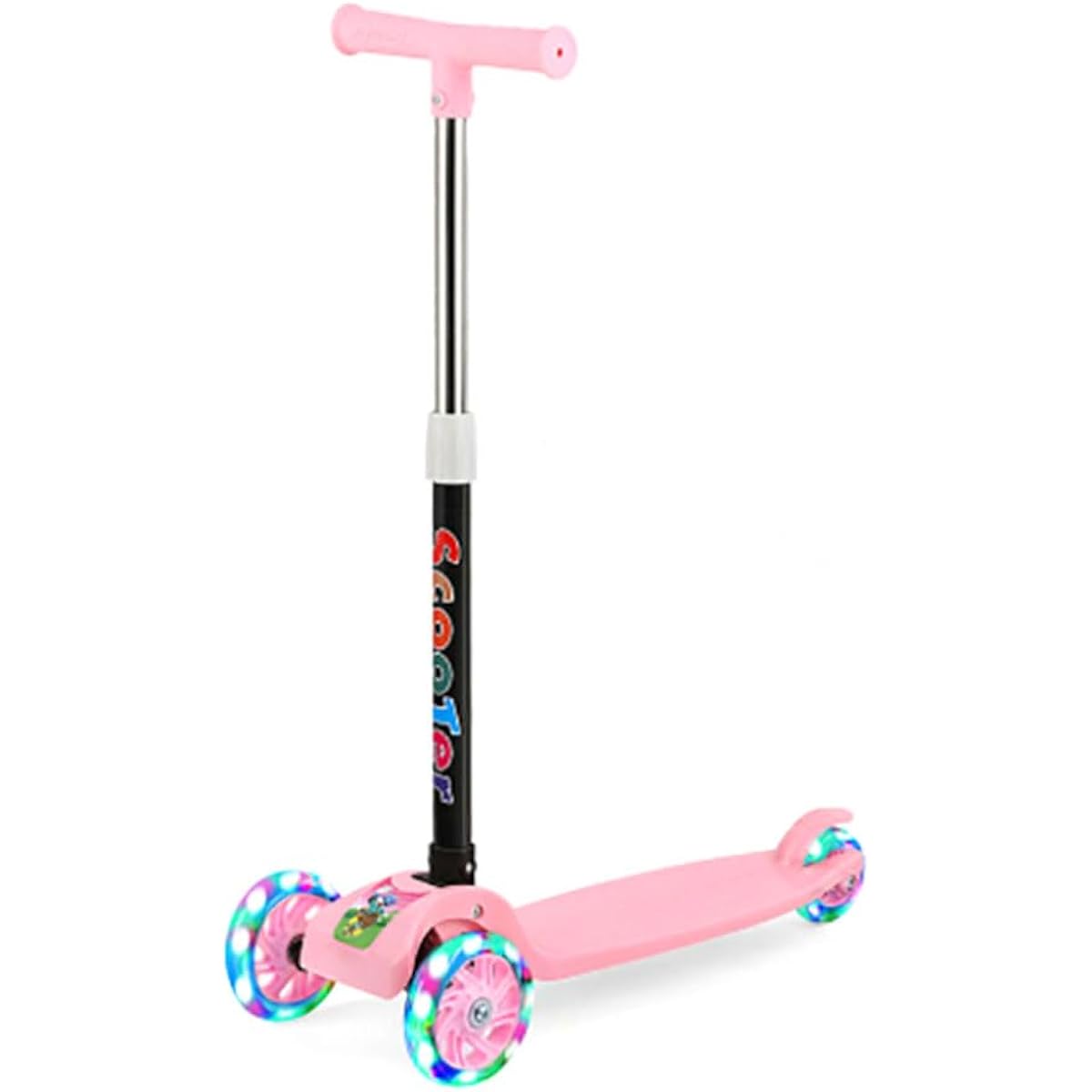 OxGord Scooter for Kids - Deluxe Pink 3 Wheel Glider Kick and Go Lean to Turn Step for Brake (Pink)