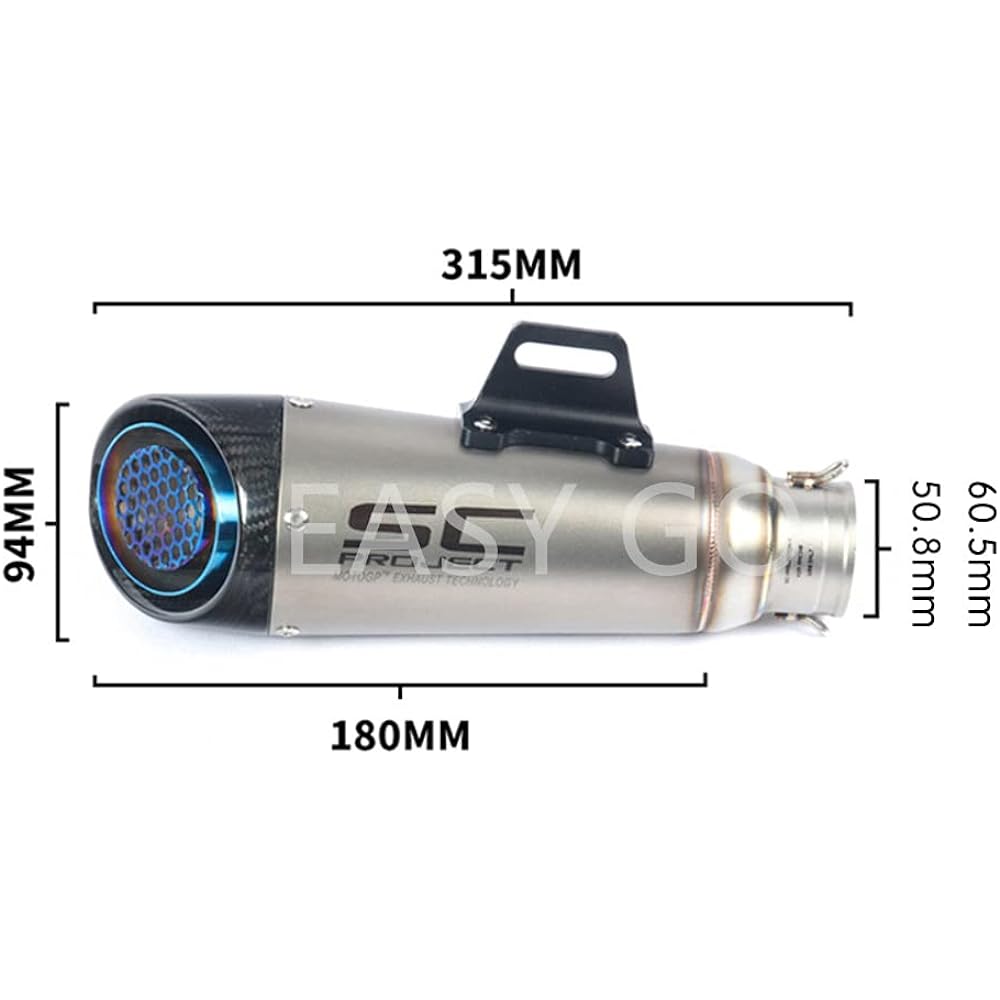 Bike Slip-on Muffler Bike Silencer General Purpose 50.8mm Length 315mm (F, 50.8mm)
