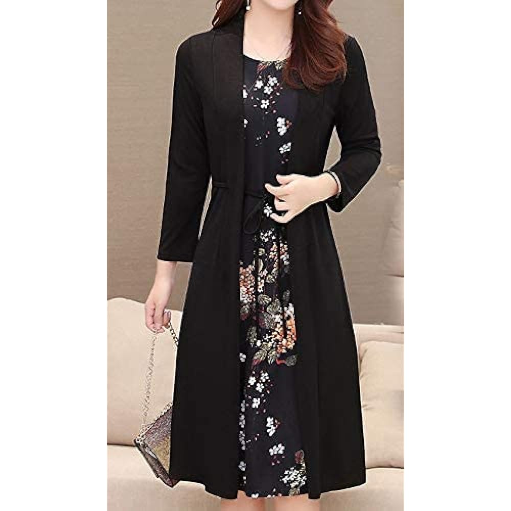 [Shion] 4 sizes available, dress, flower print, layered style, switching, women's M~2XL