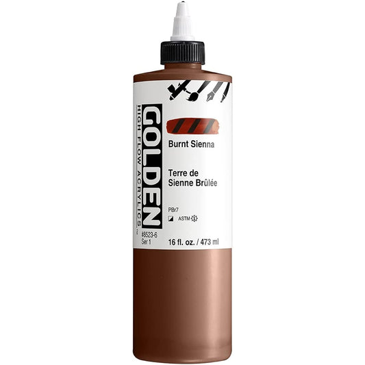 Golden High Flow Acrylic Paint, 16oz, Burnt Sienna