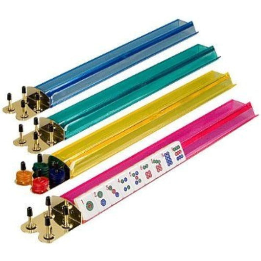 4 Clear Colored Mah Jong Racks With Money Holders - Multi-Color Acrylic Mahjong Mah Jongg Racks 18''