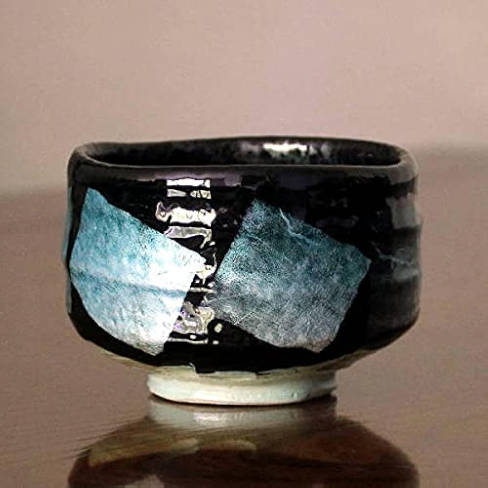 (Limited stock) Kutani ware Matcha bowl, Tenmoku Ginsai, light blue (with presentation box), pottery, made in Japan