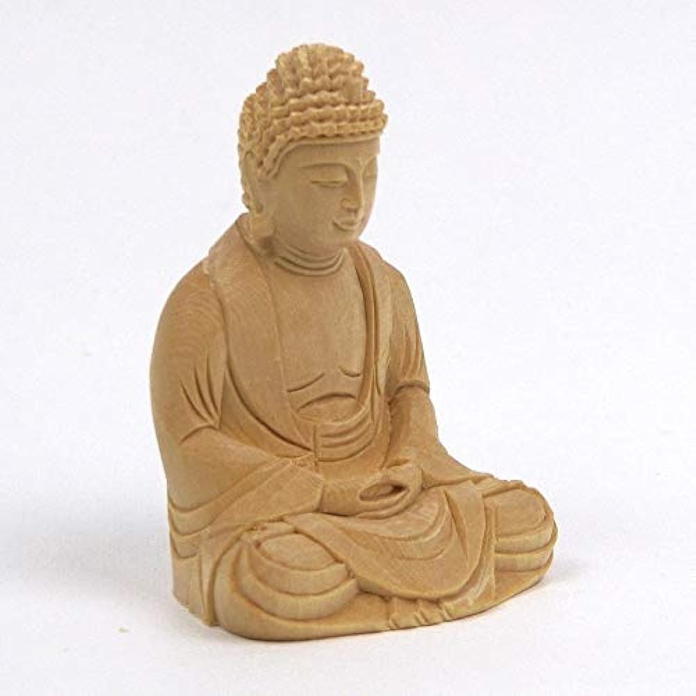 Kurita's special Buddha statue [Tathagata] Shakyamuni Buddha seated statue 2.0 dimensions (total height 7.5 cm, width 6 cm, depth 4.5 cm) High quality wood carving made of cypress wood Body only 5124