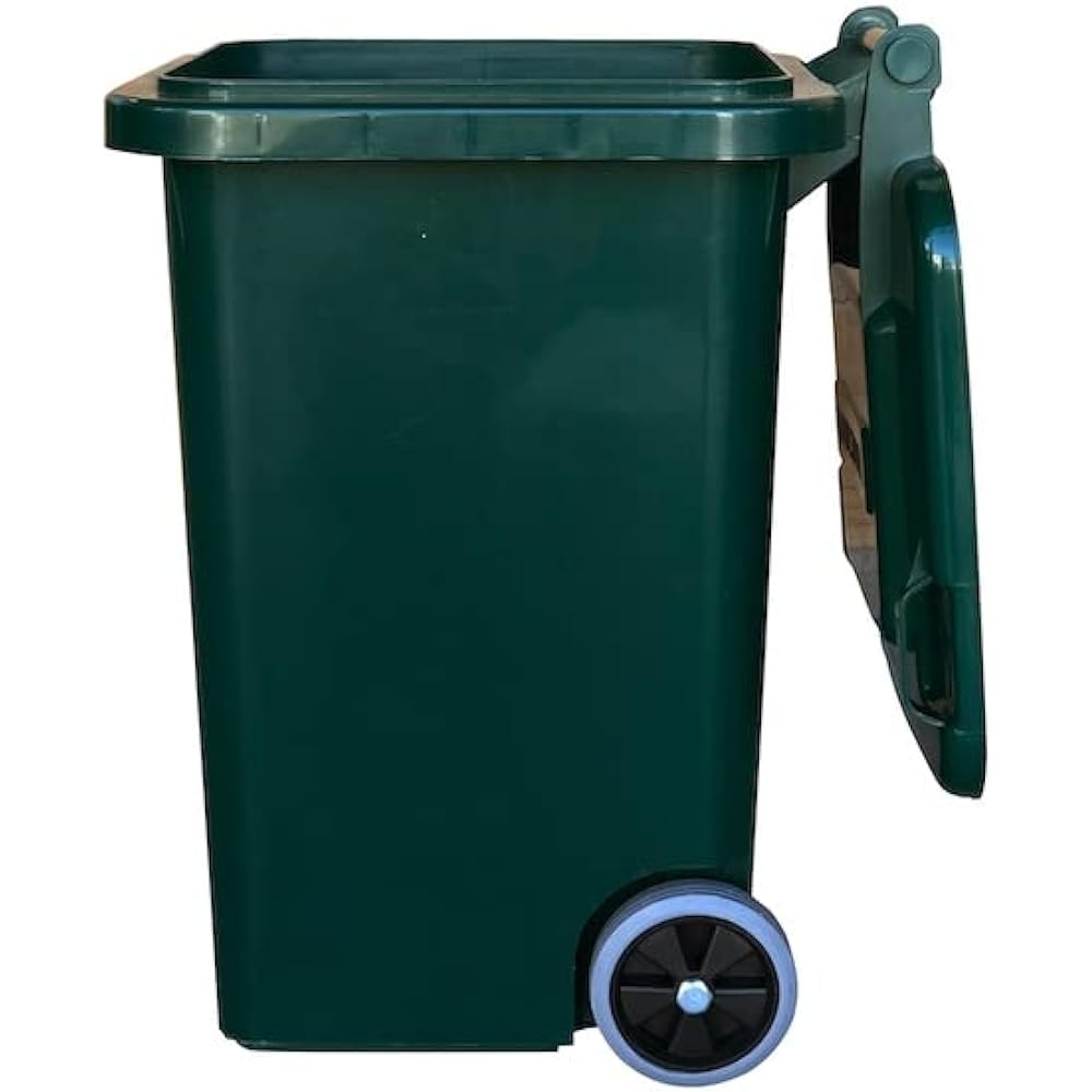 Dalton Plastic Trash Can 45L Green Trash Can Masterpiece with Lid Large Outdoor with Drain Hole Height 575mm Width 380mm Depth 430mm 100-146GN