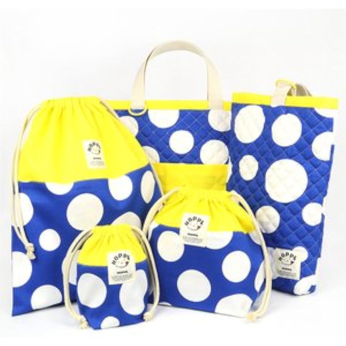 [HOPPE] 5-piece set for going to school, kindergarten, preparation, school entrance gift, graduation gift, present, gift, celebration, essential item, kindergarten, nursery school, elementary school, lesson bag, shoe bag, drawstring bag, kids