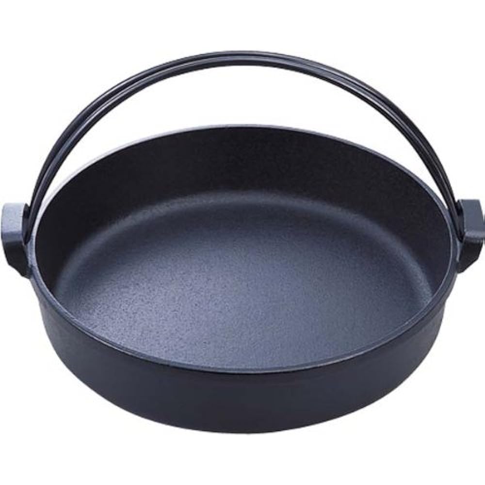 Iwachu Sukiyaki Pot with Nambu Crane 28 Black Inner Diameter 28cm IH Compatible Nambu Ironware 20040
