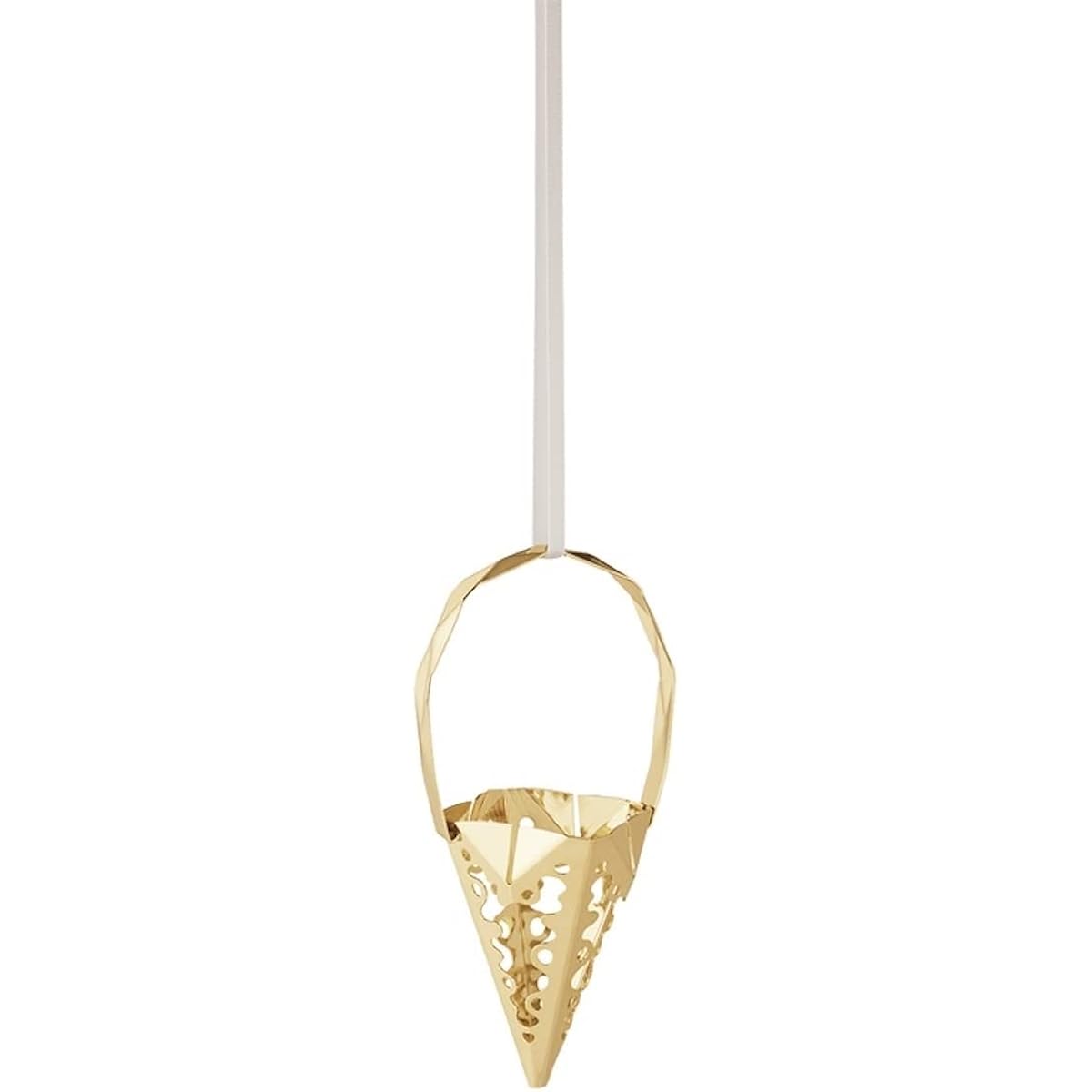 Sanne Lund Traberg Georg Jensen 2022 Holiday Cone Shaped Ornament Gold Plated Brass Christmas Hanging Decoration