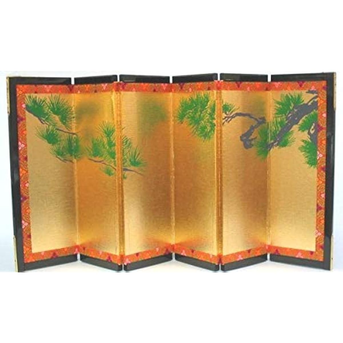 Folding screen (golden folding screen) for Hina dolls, Hina dolls, displays, engagement gifts, gold folding screen, No. 9, pine pattern, height 27cm