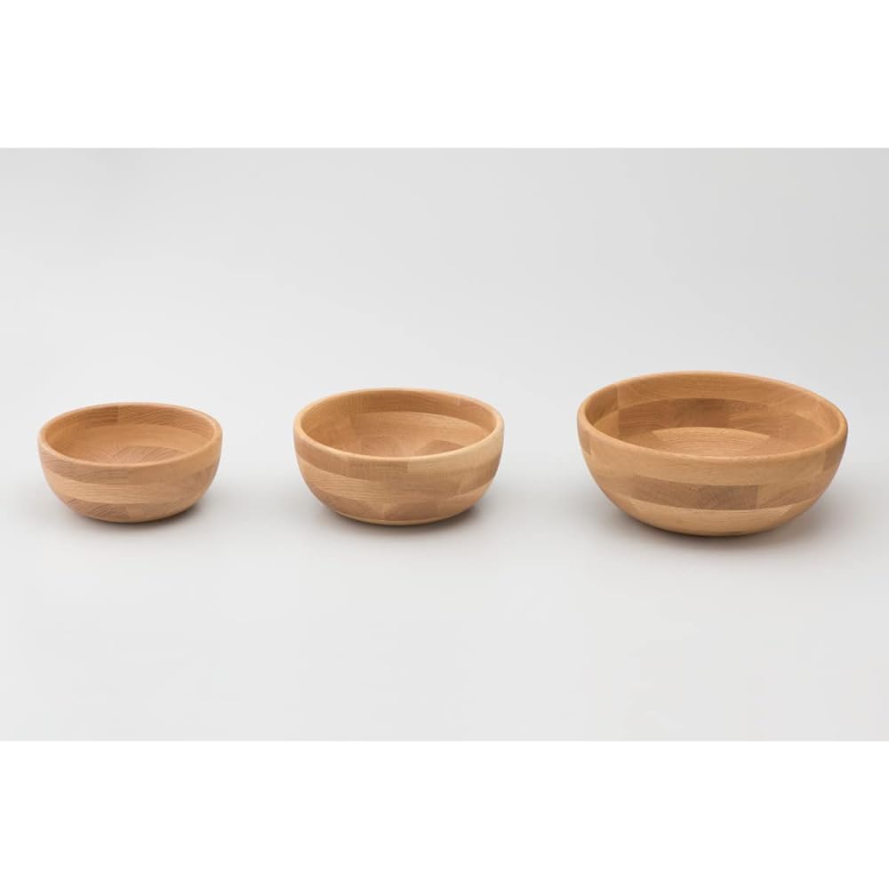 Swanson Shoji Salad Bowl, Wooden Tableware, Natural Wood, Approx. Diameter 20 x Height 8.5cm, Made of oak wood known as high-quality furniture material KPK-008