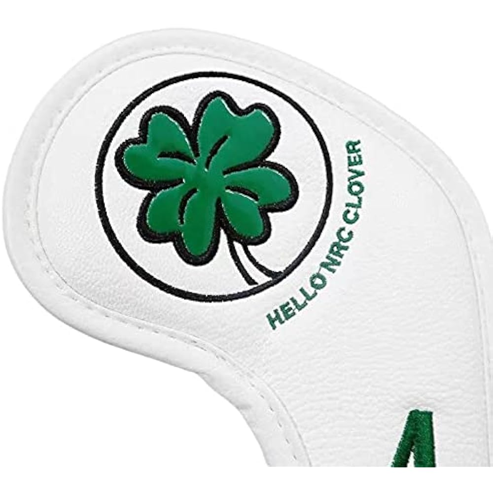 Golf iron cover leather embroidered waterproof No. 4-9 AW PW SW 9 pieces set with count Clover pattern
