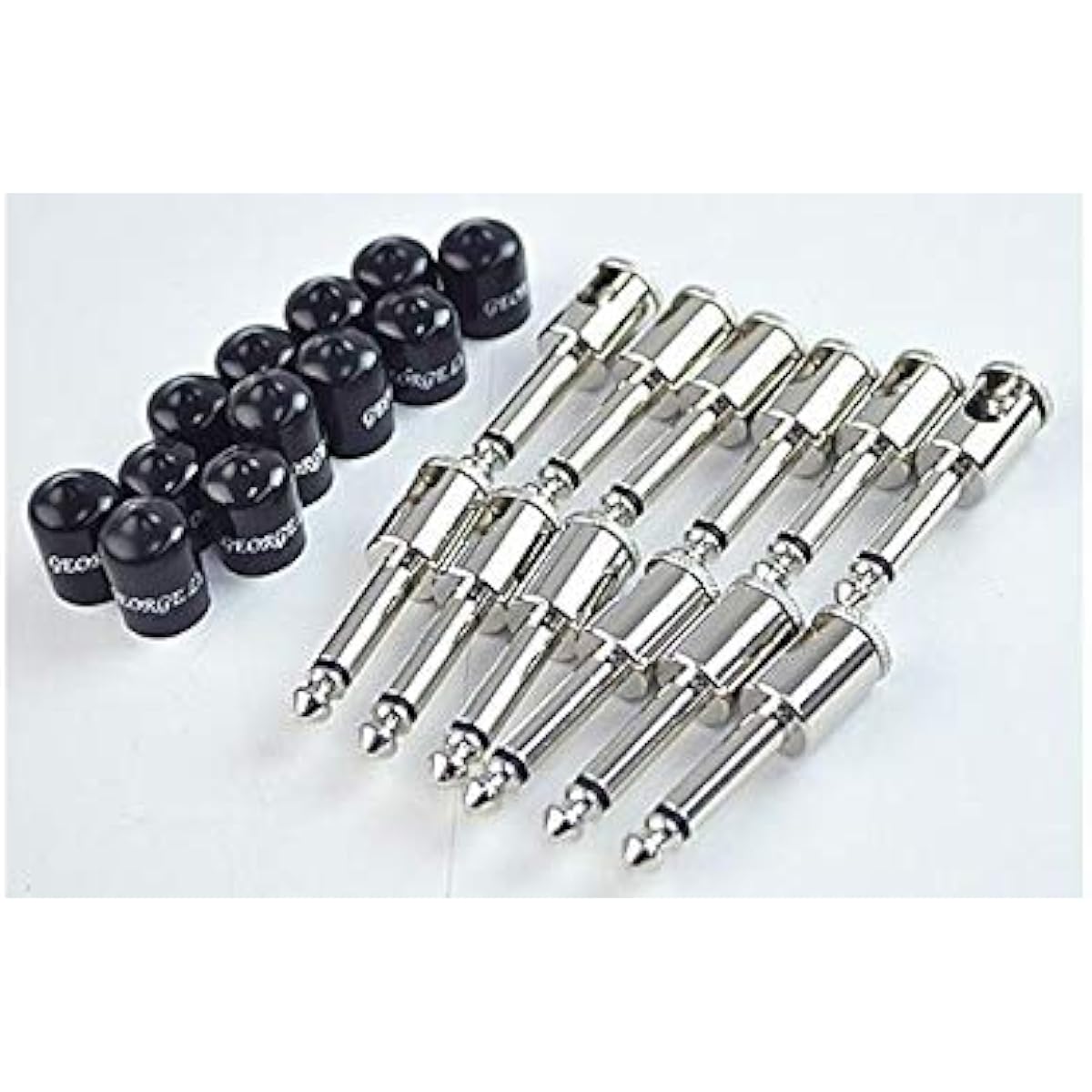 GEORGE L'S Phone Connector 225 PLUG Angled Nickel 12pc Pack w/Jackets