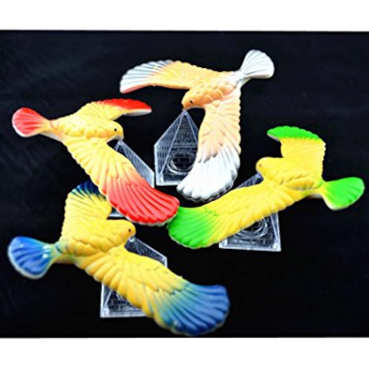 C&H Solutions 15pcs Cute Balancing Birds with Clear Triangle Stands (Colors May Vary)