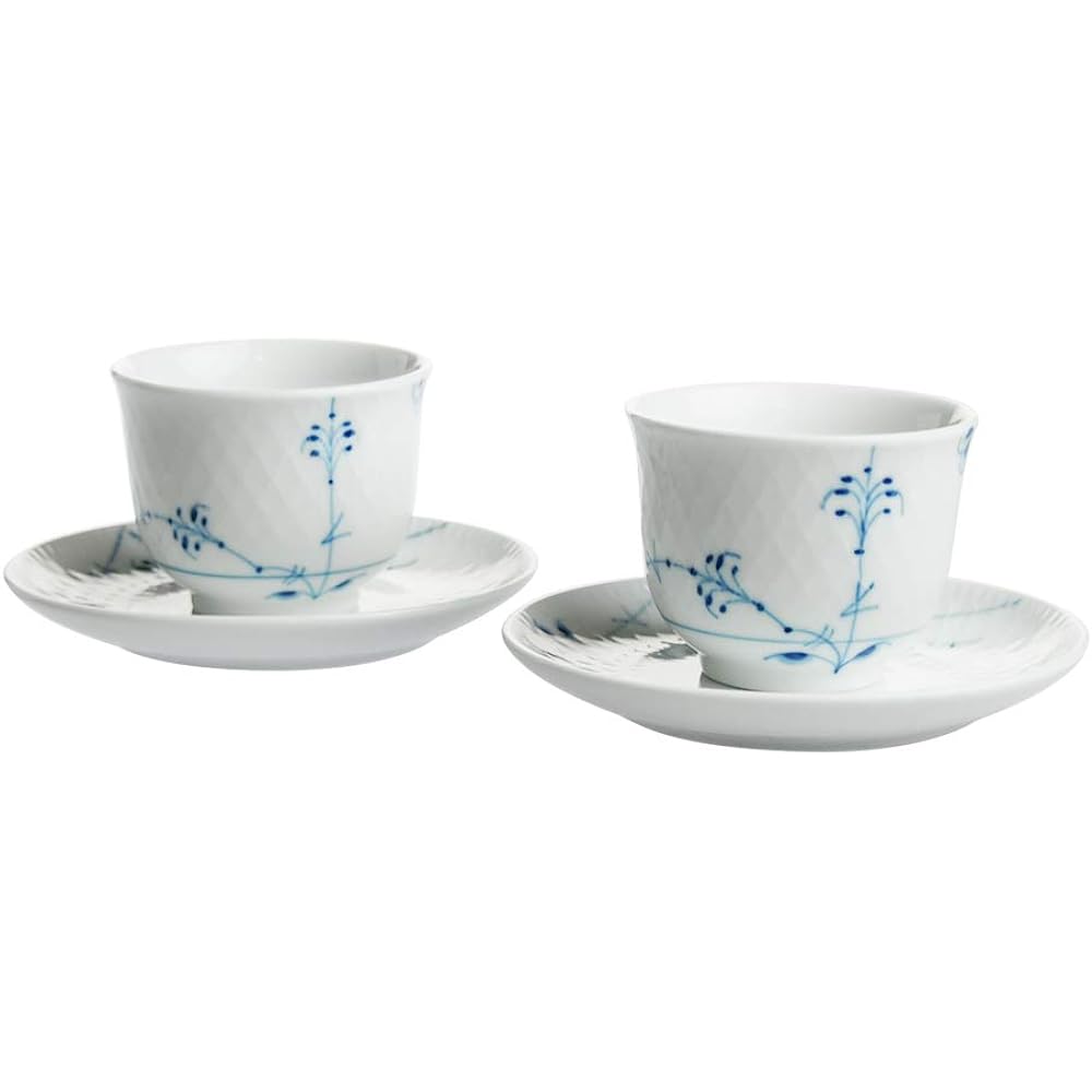 ROYAL COPENHAGEN Cup_Saucer Blue 125ml [Parallel Import Product] Blue Palmette 2-500-031 2-Pack