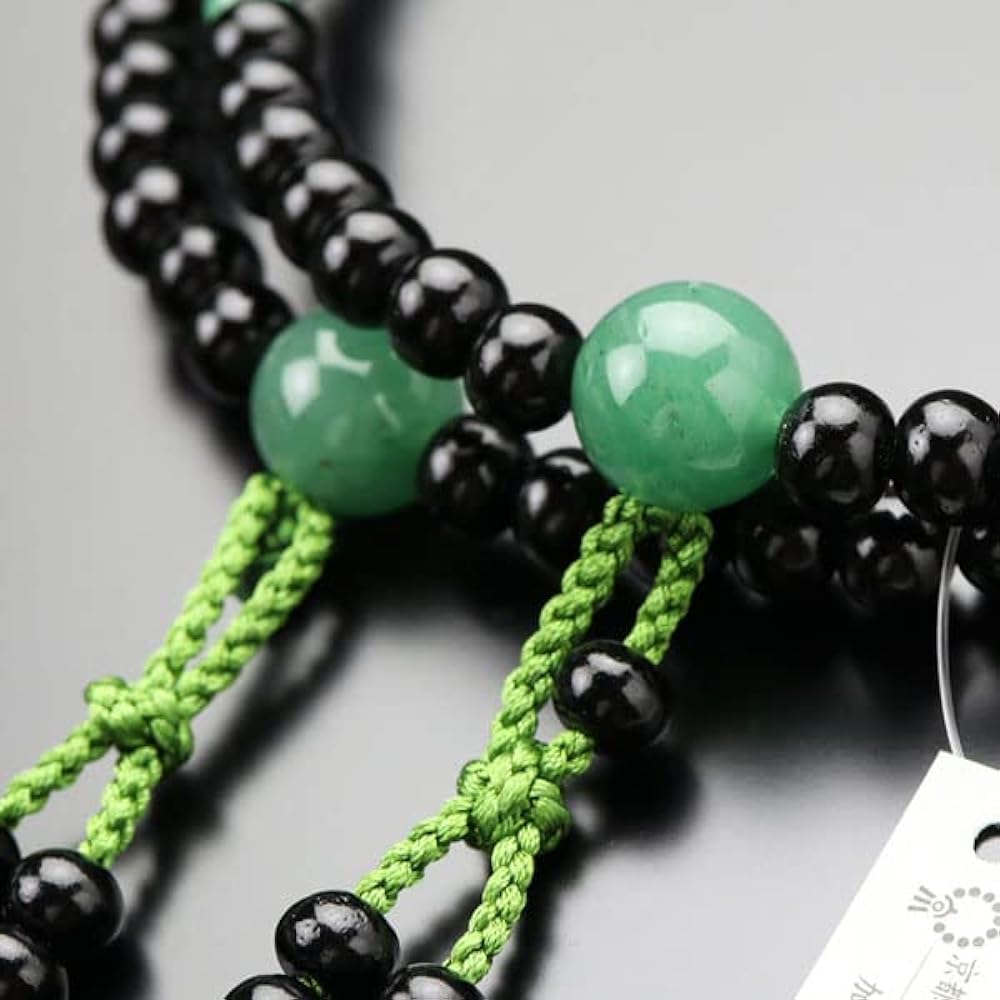 Nenju.com Shingon Buddhist Prayer Beads for Men, Shakuni Ebony (Glossy), Indian Jade, Sanskrit Tenbo [Regular Prayer Beads, Kyoto Prayer Beads, Kyoto 108 Beads, Natural Wood, Shak2, Funerals, Funerals, Memorial Services, Memorial Ceremonies, Koyasan My P