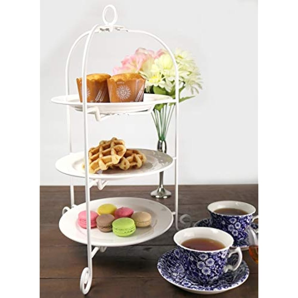 Aoyoshi CASUAL PRODUCT Dolce Foldable Cake Stand 3 Tiers BK 018183 Black Afternoon Tea Stand