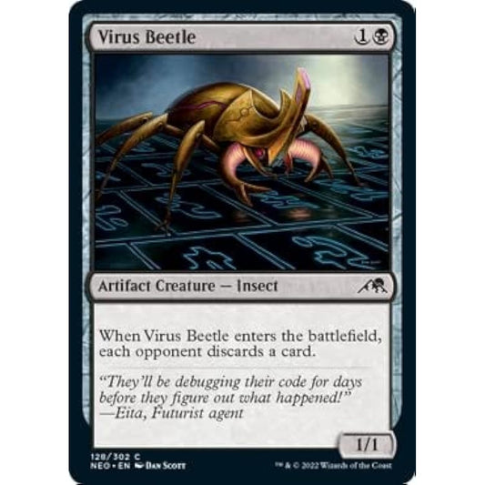 Magic: The Gathering - Virus Beetle (128) - Foil - Kamikawa: Neon Dynasty
