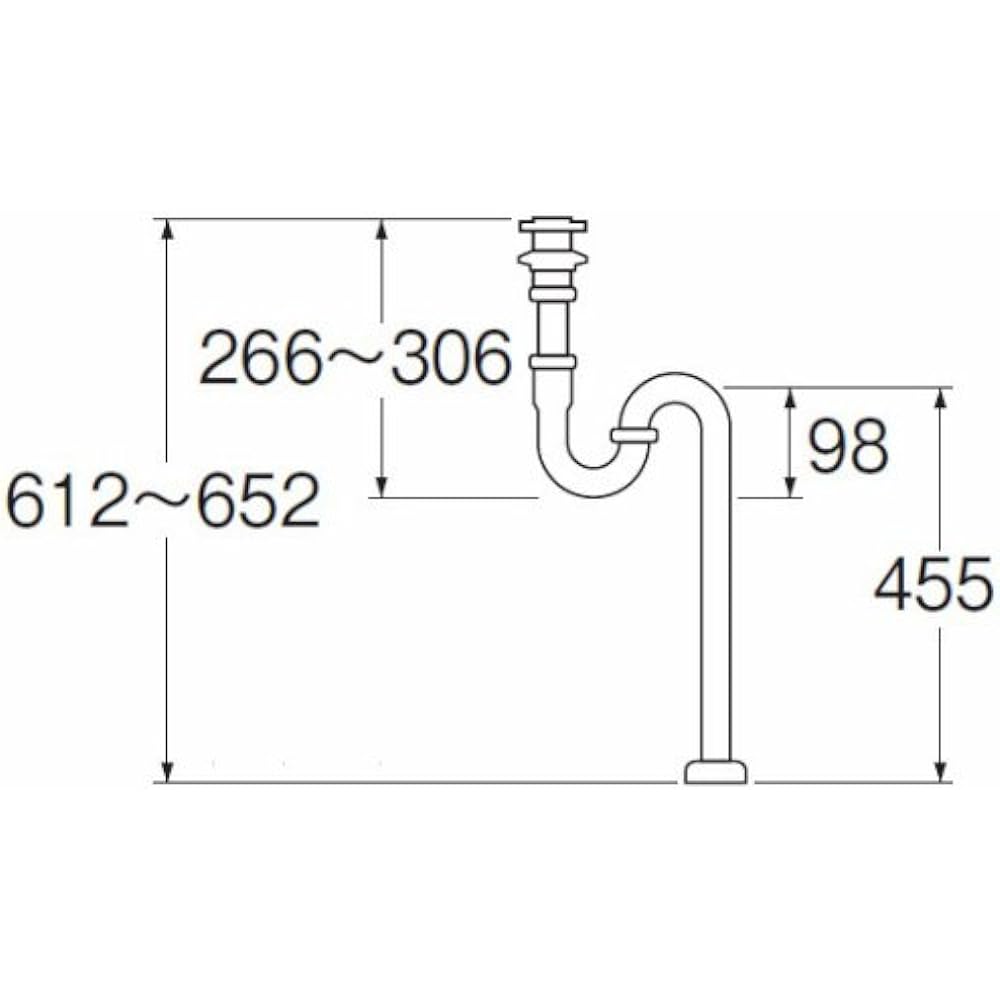 SANEI Drainage Parts S-Trap with Adjustment, Pipe Diameter 32mm, Metal PH70-32
