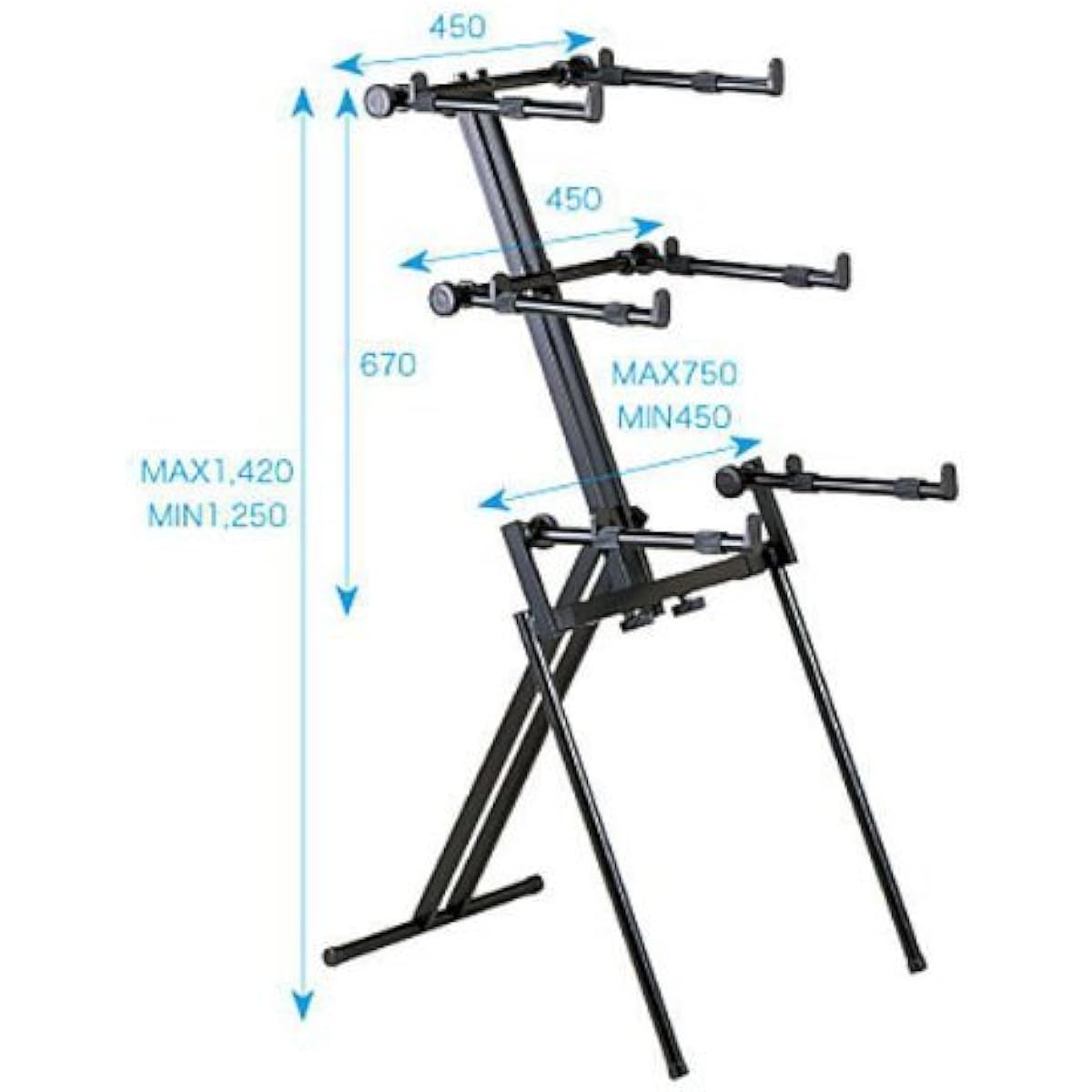 Kiktani Keyboard Stand Steel 3 Tier AKB-668 Black