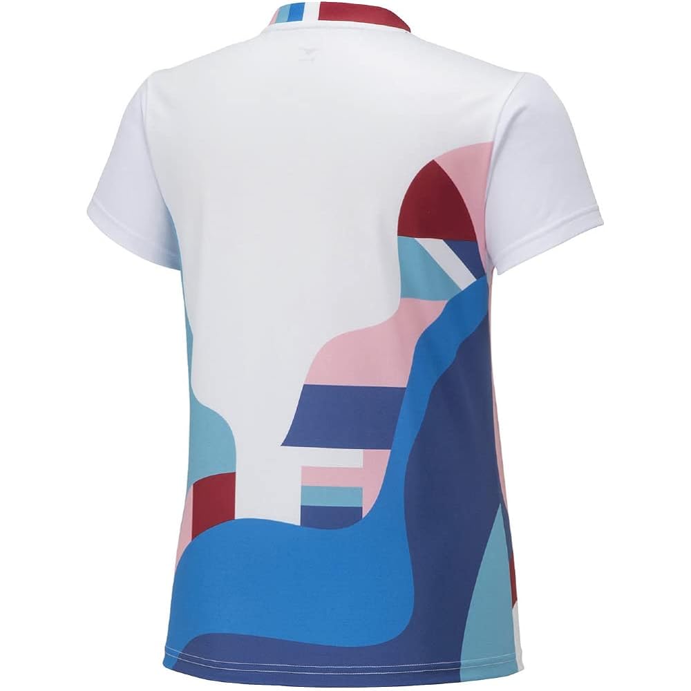 Mizuno 62JAA242 Women's Tennis Wear Game Shirt, Short Sleeve, Sweat Absorbent, Quick Drying