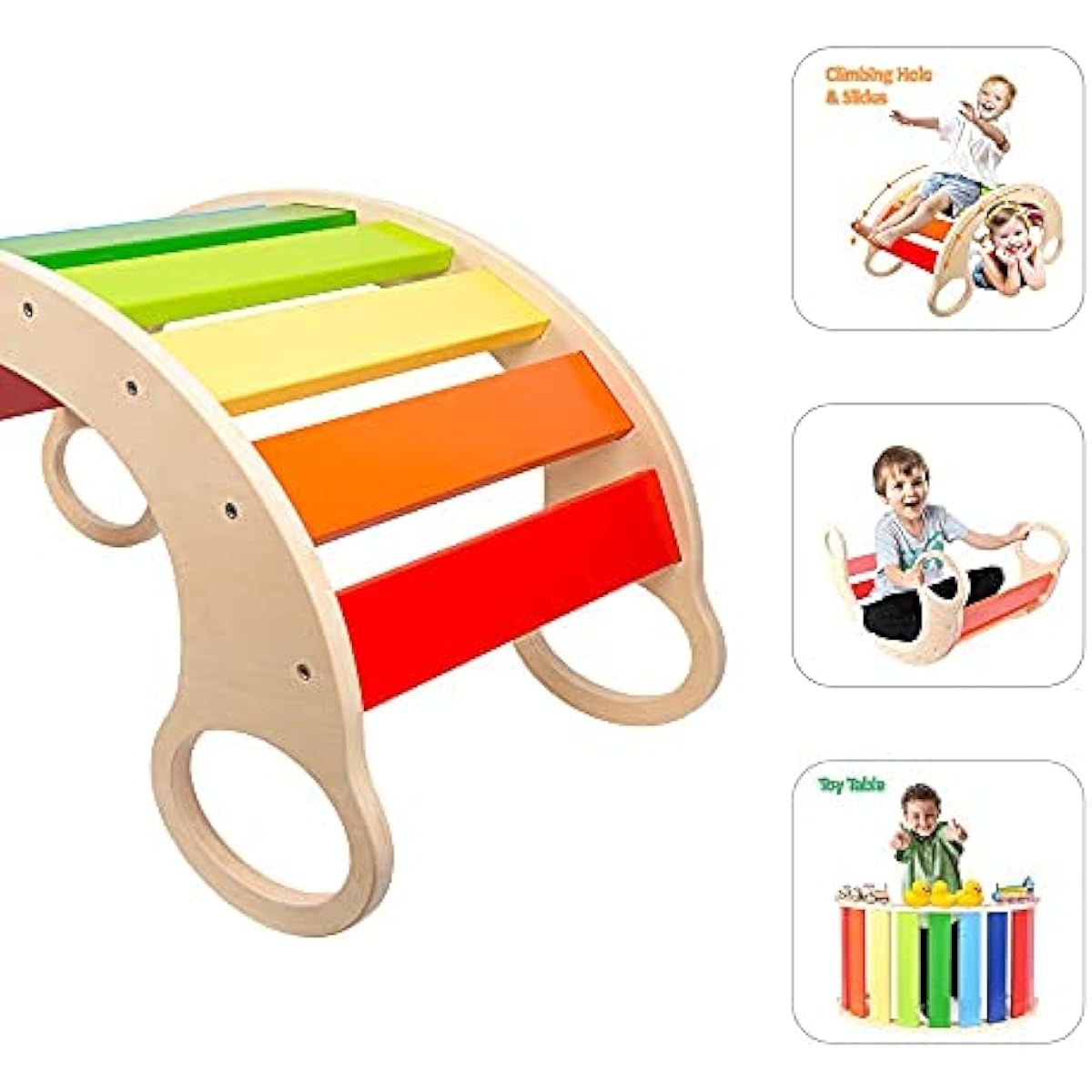 Wooden Arch Ladder for Climbing, Activity Gym, Toddler Climber Ladder, Eco-Friendly Rocker, Ages 1-7, CPC Certified