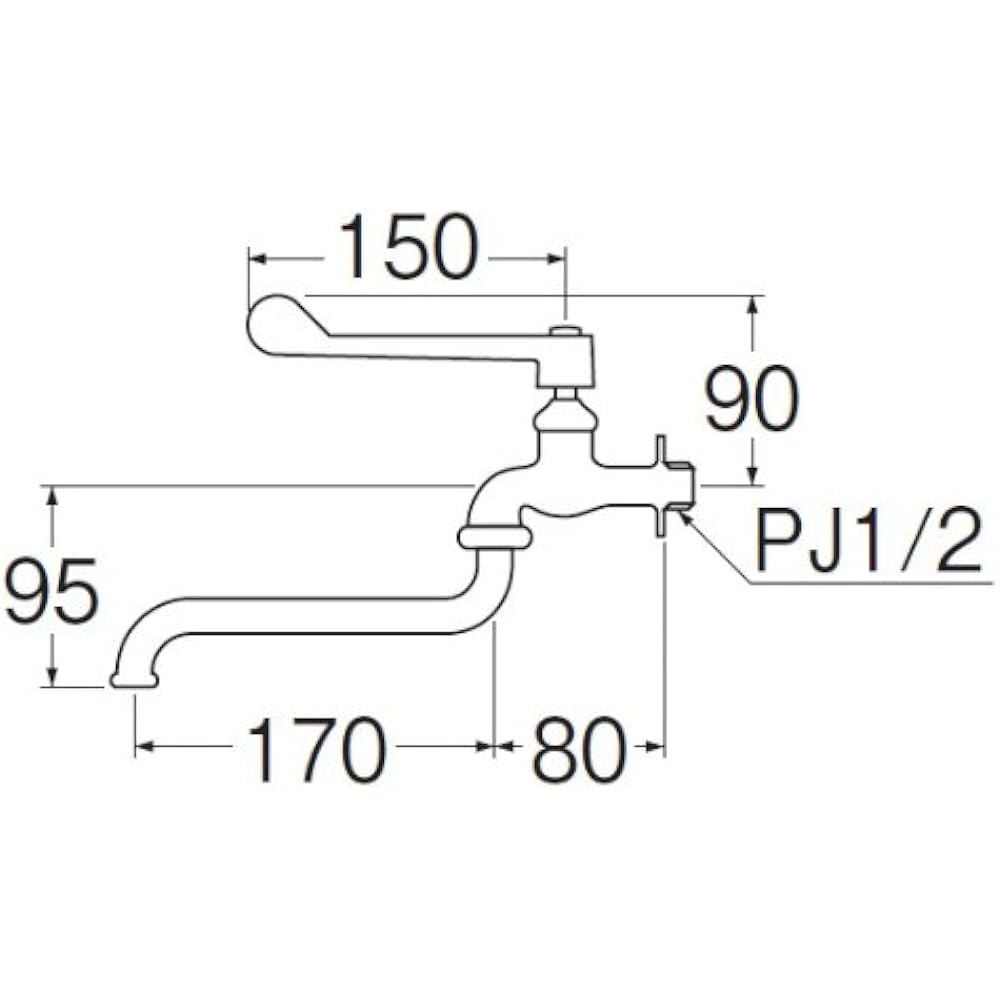 SANEI Lever Type Flexible Faucet Lever Handle 90 Degree Open/Close JA90-13