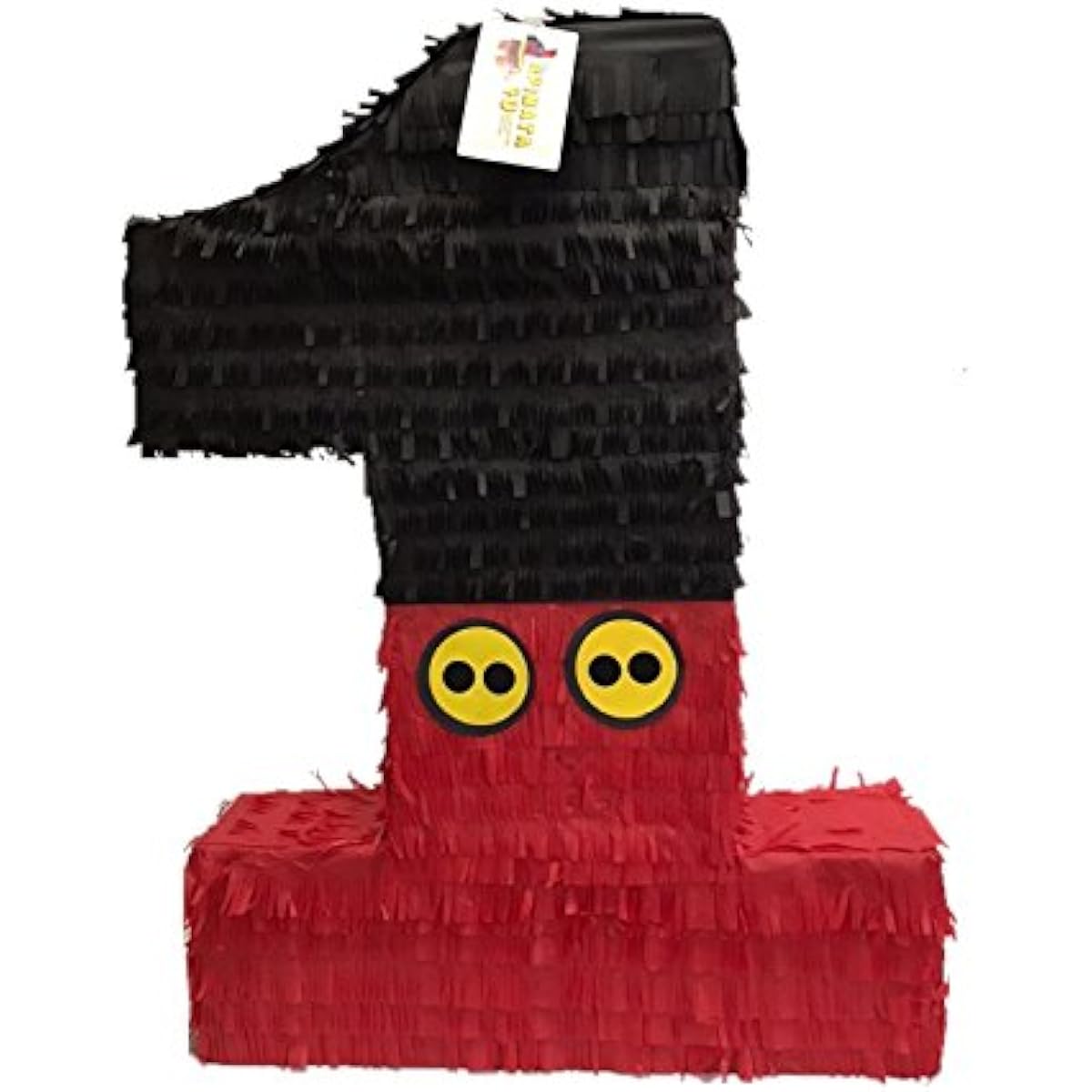 20" Tall Black & Red Number One Pinata Tall First Birthday Mouse Theme Party Decorations Black & Red