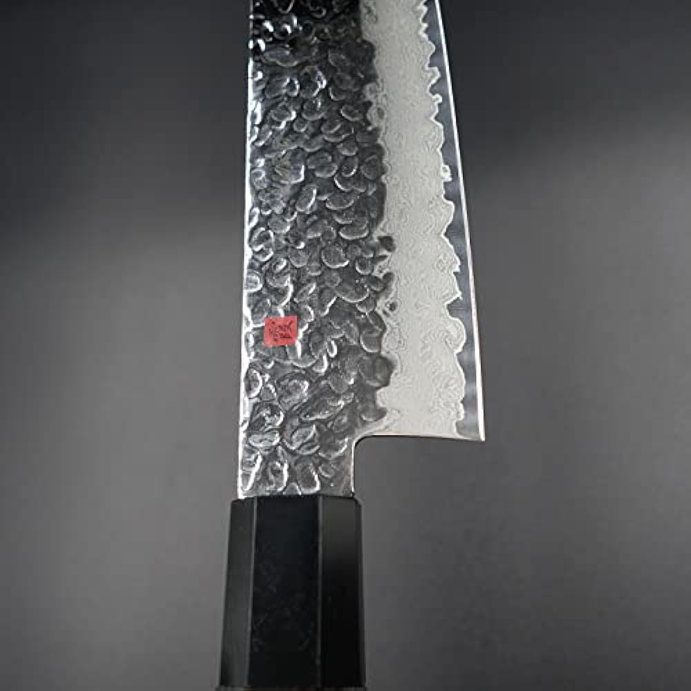 Kasumi KURO Santoku Knife 170mm Molybdenum Vanadium Steel Black Octagonal Laminated Reinforced Wood Sumikama SUMIKAMA