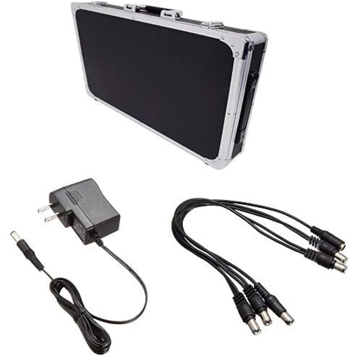 KC Kyoritz Effector Case EC-100/BK Black + 9V AC Adapter 500mA Center Negative Specification Set with 5 Branch Power Supply Cable