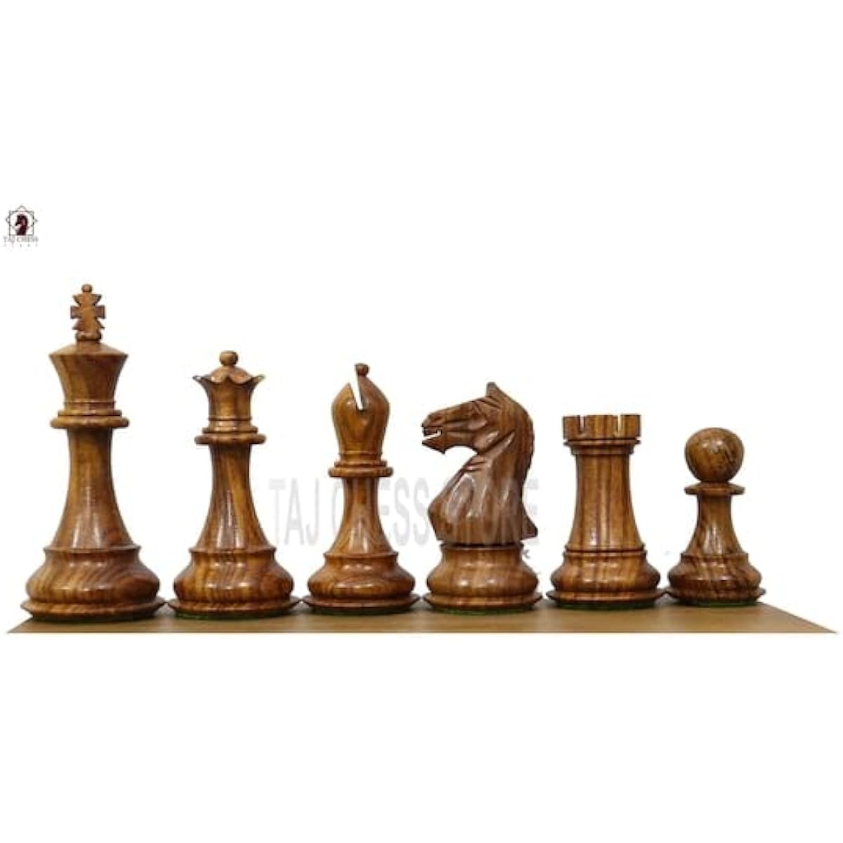 4" Fierce Knight Heavy Golden Rosewood Handcrafted Staunton Chess Pieces with 2 Queens Unique Chess Set Gift for Him/Her