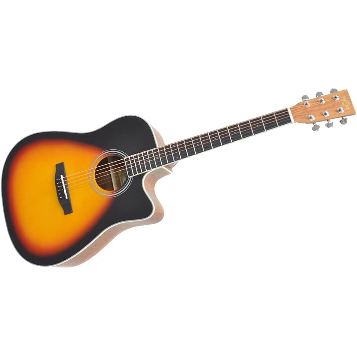 PLAYTECH Acoustic Guitar Dreadnought Cutaway Shape Sunburst