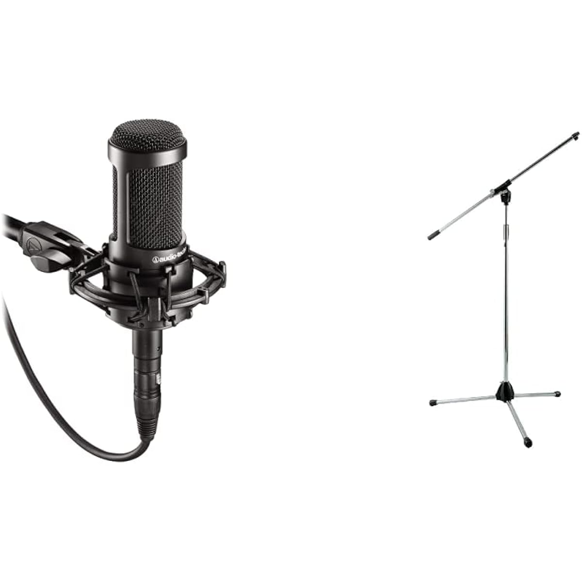 Audio-technica AT2035 condenser microphone & audio-technica boom microphone stand AT8653B
