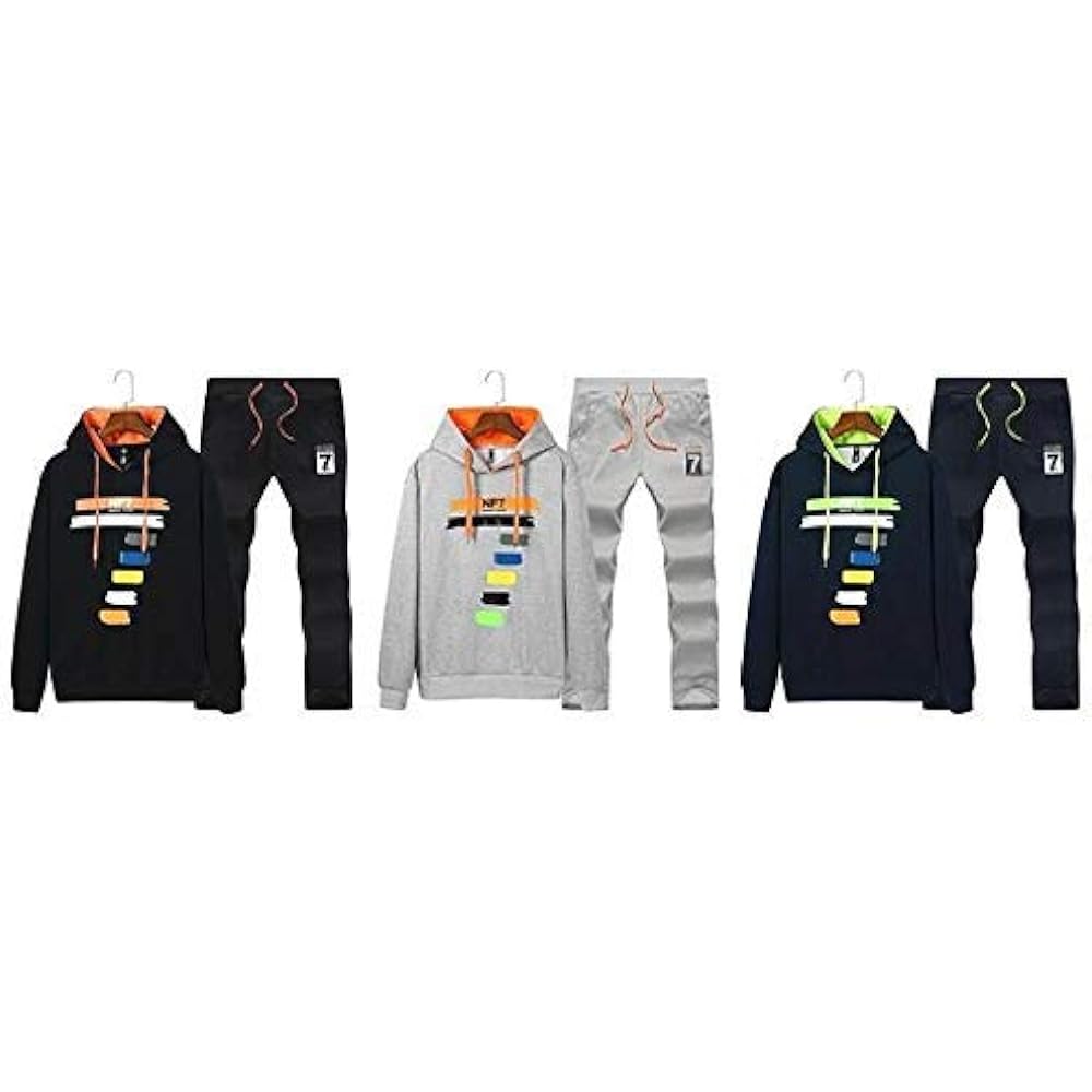 [aspersio] [aspersio] Pullover design sweatshirt colorful pants 2-piece set for men