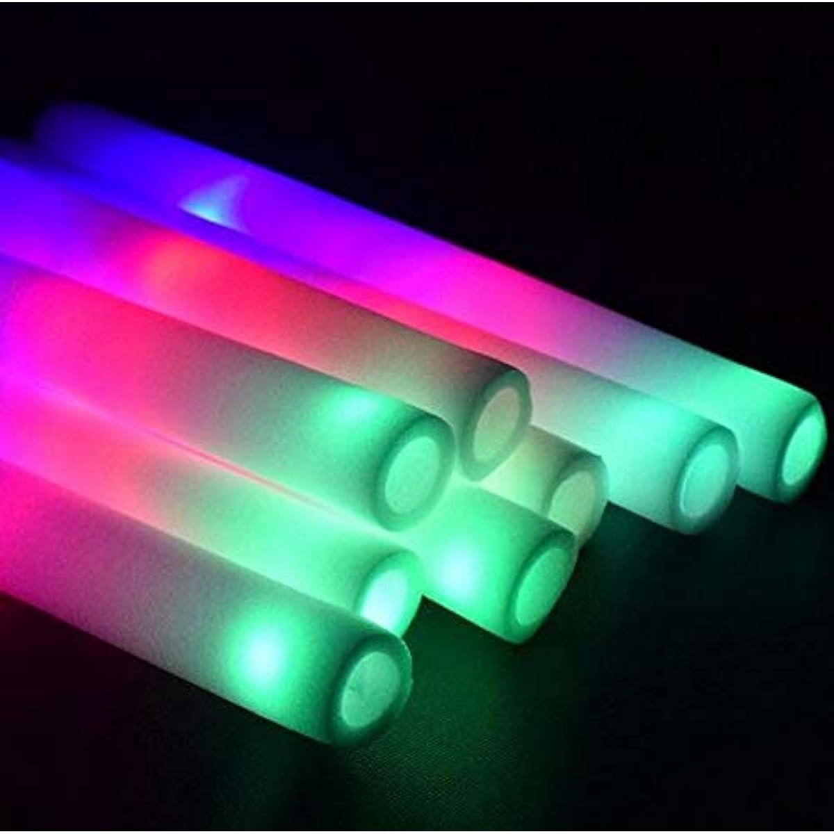 Los Angeles Superstore 12 Pack Light Up Foam Stick Baton LED Multicolor Color Changing Rally Foam 3 Modes Flashing 16" Soft Wand Glow Stick