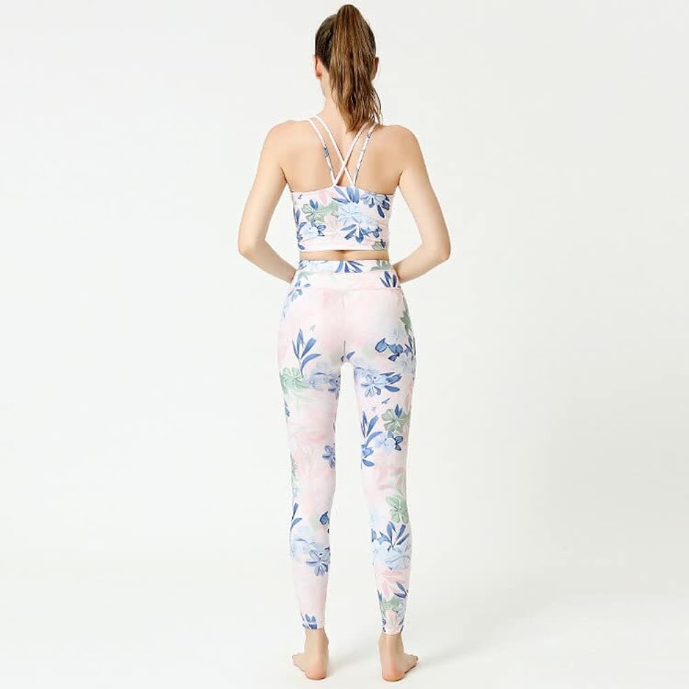 [DAYCLOSET] Women's Yoga Wear Top and Bottom Set Tank Top with Cups Leggings Thin Stretch yoga103