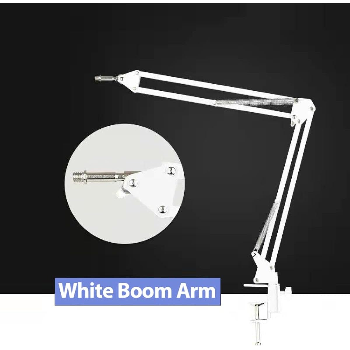 HYZUHOME White Boom Arm for Hyperx Qu&S, Professional Adjustable Hyperx Qu&White Microphone Boom Arm, White Stand, Compatible with Hyperx Qu&White Microphone