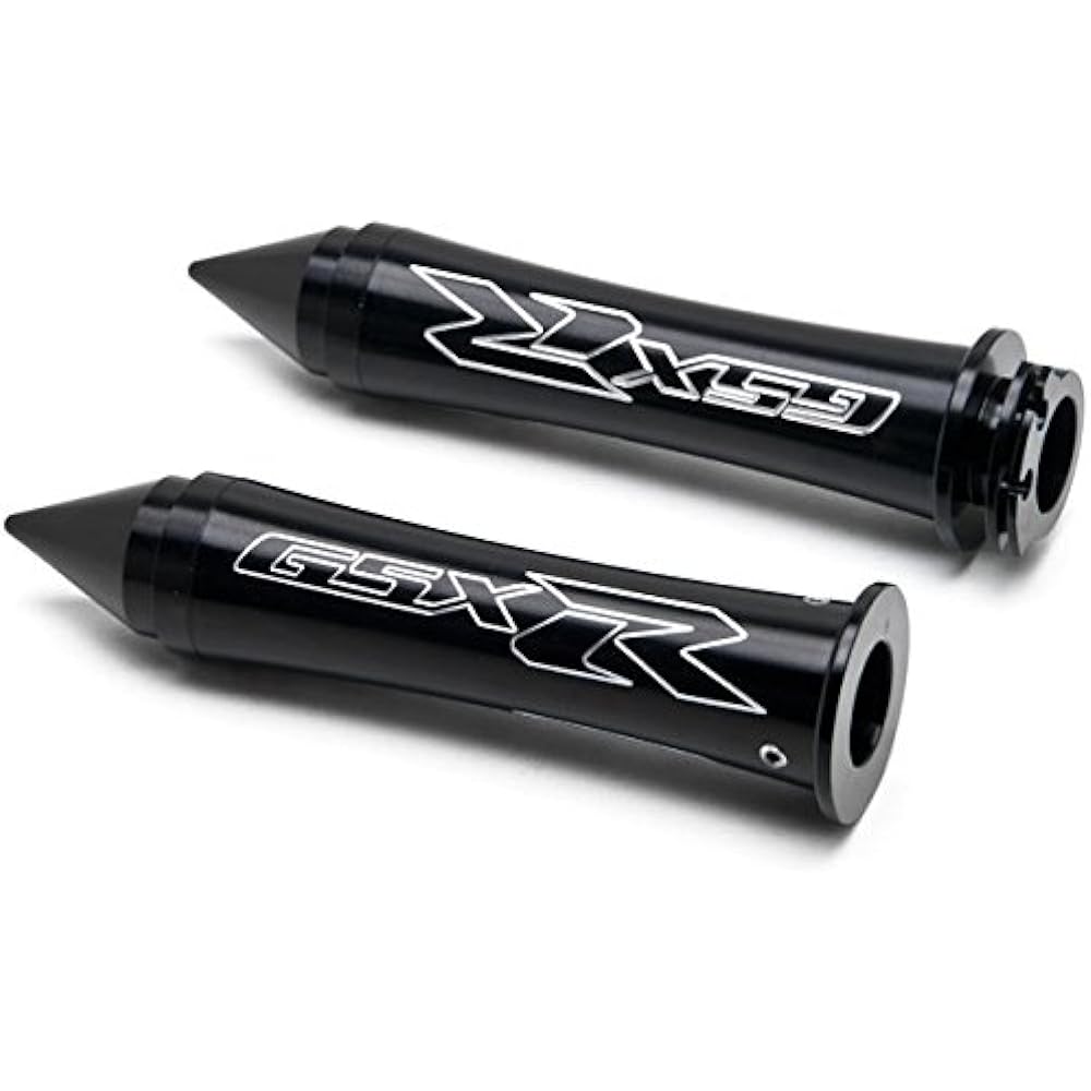 Krator Black Hand Grip "GSXR" Logo Spike Bar End Grip for Suzuki GSXR GSX-R Gixxer 1000