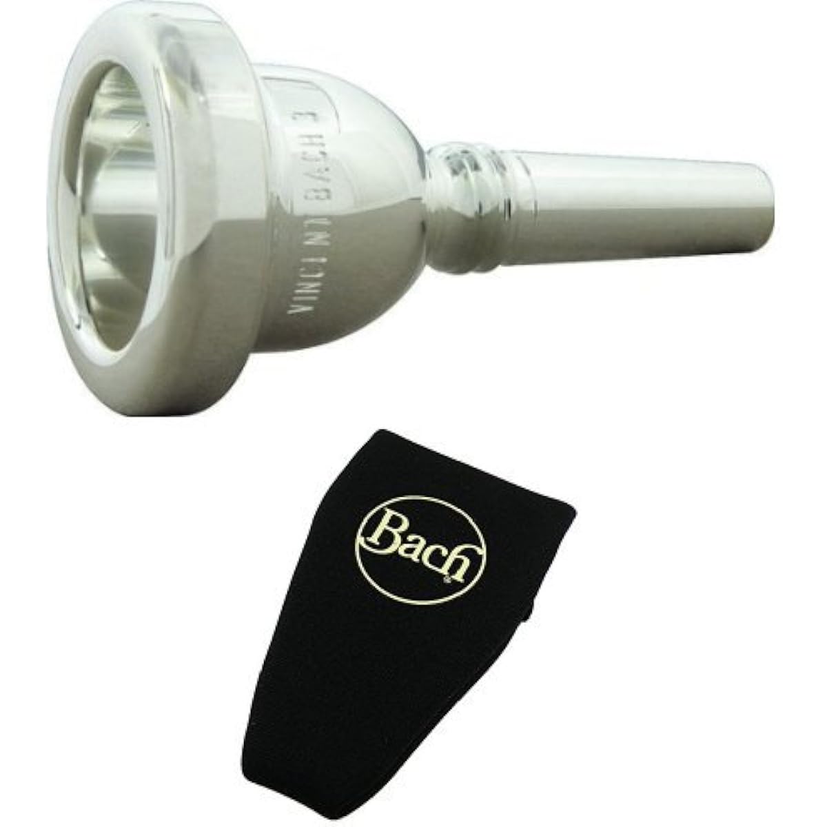 Back Trombone Mouthpiece 5G Silver Plated Finish (for Capillary) & Neoprene Mouthpiece Pouch