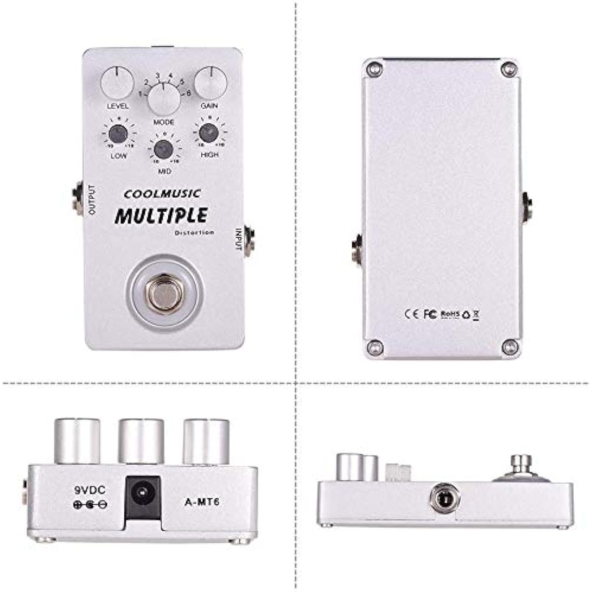 Coolmusic A-MT6 Digital Distortion Guitar Effect Pedal with 6 types of distortion