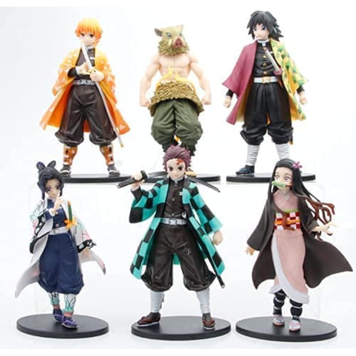 Demon Slayer Figures 6 Piece Set 6.3 Inch Kimetsu no Yaiba Toys Kimetsu no Yaiba Action Figures Tsuyuri Inosuke Tanjiro Nezuko Kyojuro Figures Anime Collection Figures Doll Toys