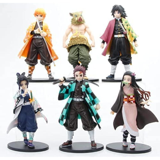 Demon Slayer Figures 6 Piece Set 6.3 Inch Kimetsu no Yaiba Toys Kimetsu no Yaiba Action Figures Tsuyuri Inosuke Tanjiro Nezuko Kyojuro Figures Anime Collection Figures Doll Toys