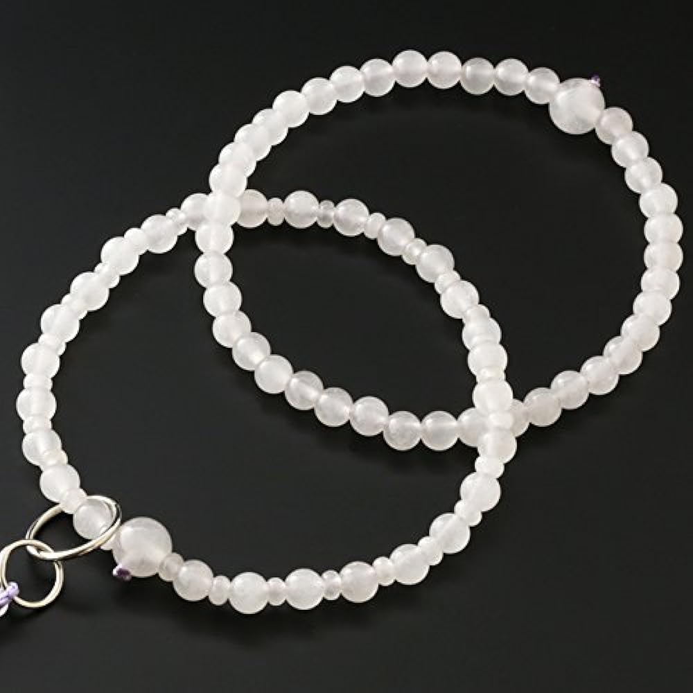 Kyoto Buddhist Altar Hayashi Prayer Beads Jodo Sect White Onyx (For Women) Formal Ceremony [Bead Bag Set] SW-018 Kyoto Prayer Beads