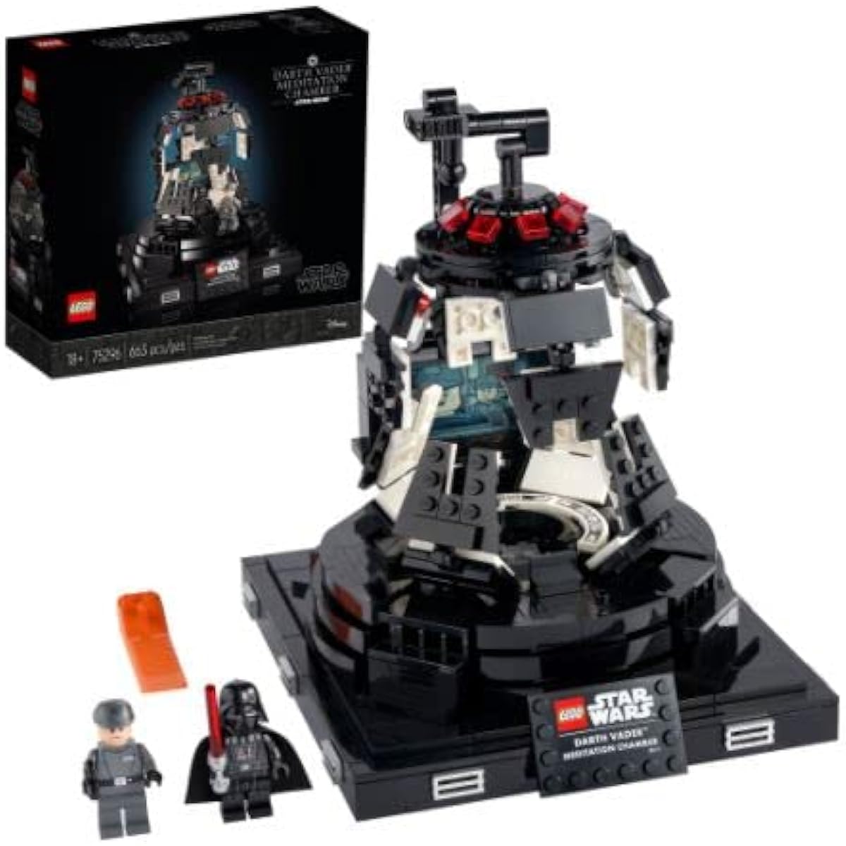 LEGO Star Wars 75296 Darth Vader Meditation Room (663 pieces) + Stormtrooper Keychain Limited Set, Black, Medium