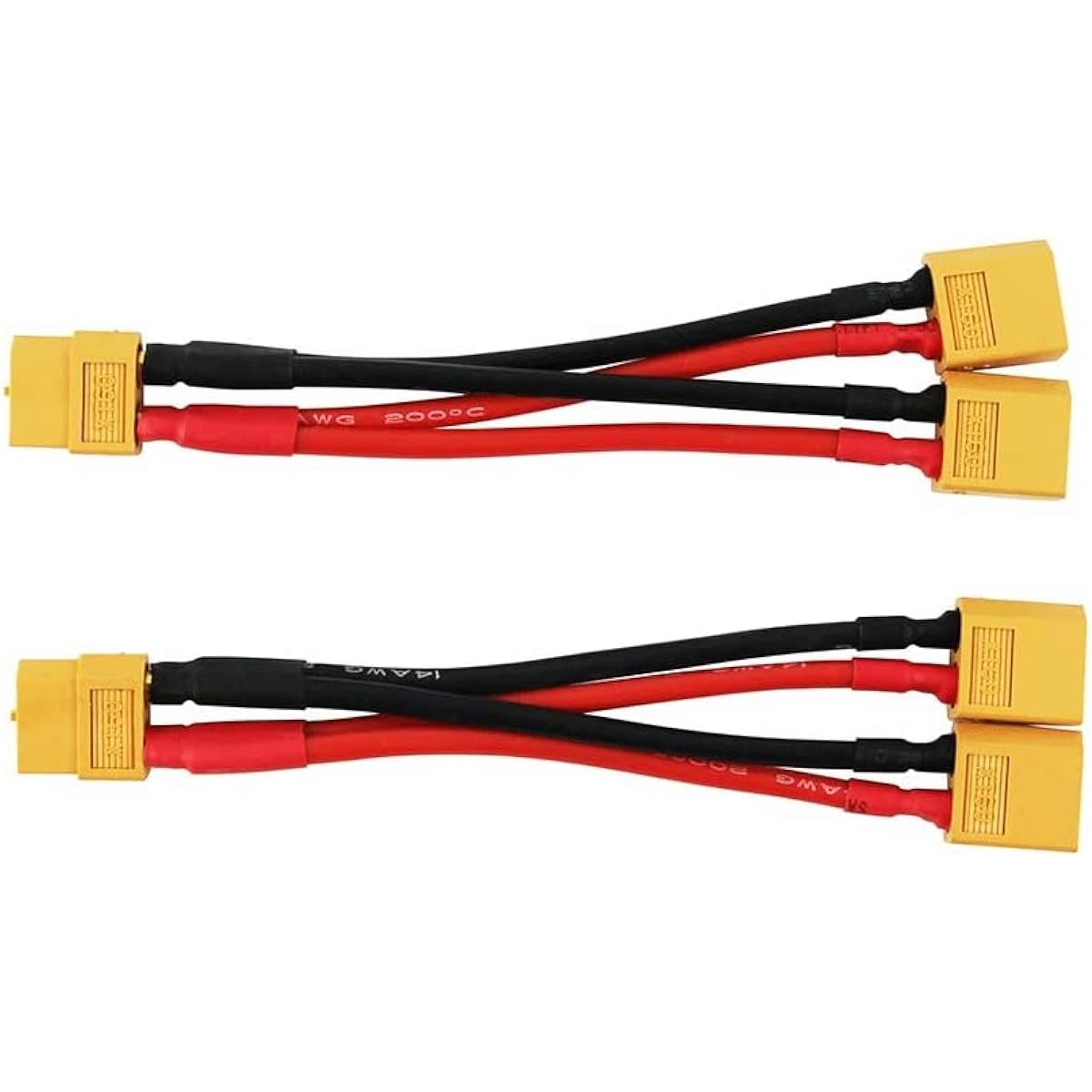 Wmzjnljy 2pcs XT60 Parallel Battery Connector 14awg 3.94" XT60 2-Male to 1-Female Parallel Adapter Wire Cable for RC Multicopter Quadcopter (W08-2)