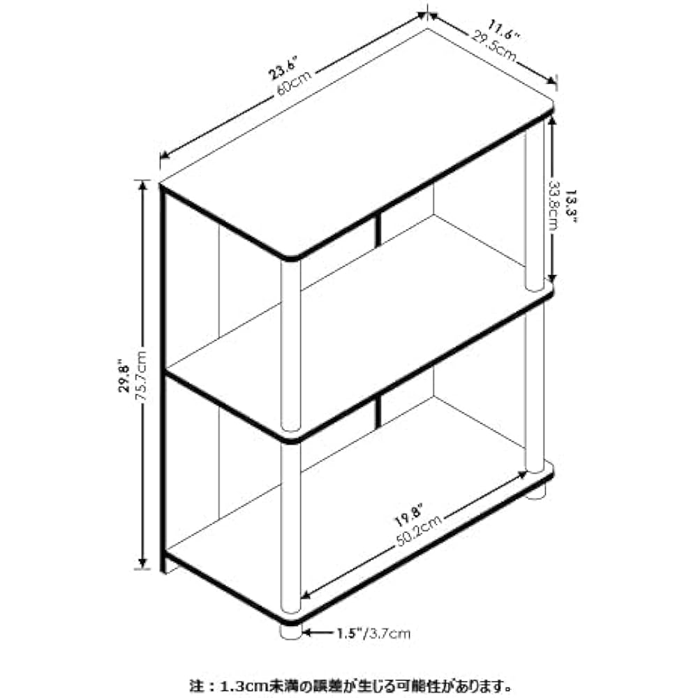 Furinno JAYA Simple Design Bookcase White Oak Stainless Steel Tube [Regular Japanese Import Product]