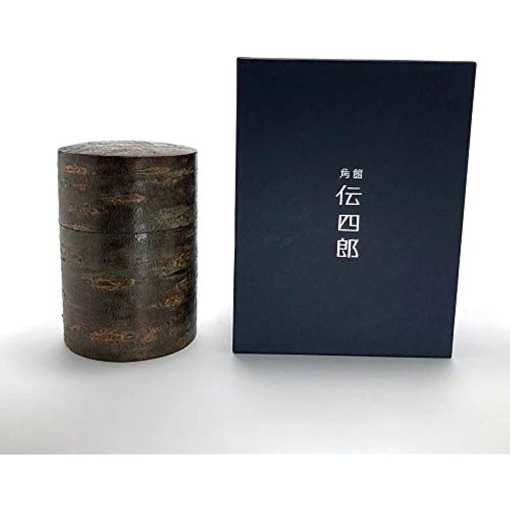 Fujiki Denshiro Shoten [Kakunodate Denshiro] Tea caddy, birch work, large marbled tea caddy